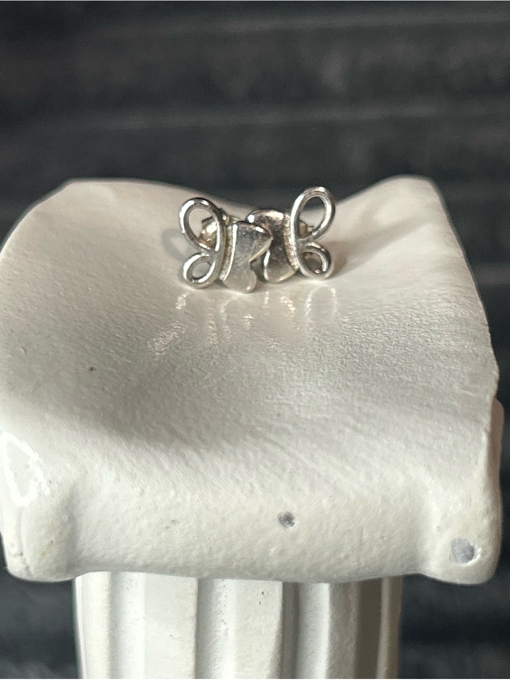 Sterling Silver Butterfly Knot Stud Earrings - Silver